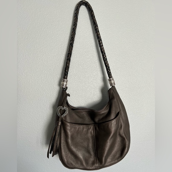 Brighton Bags Brighton Barbados Pewter Grey Zip Top Braided Straps